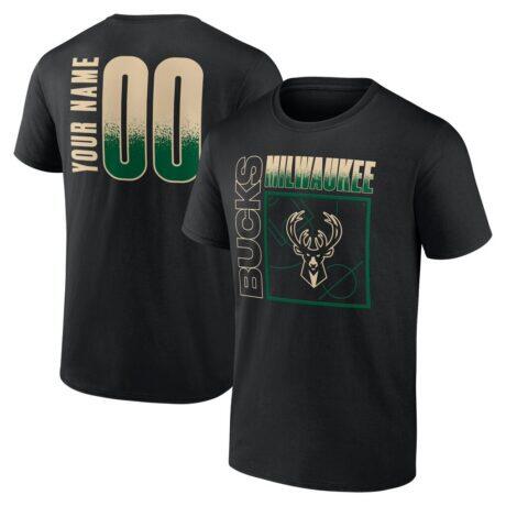 Milwaukee Bucks Big & Tall Home Court Pop Personalized Name & Number T-Shirt - Black - Front View