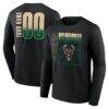 Milwaukee Bucks Home Court Pop Personalized Name & Number Long Sleeve T-Shirt - Black - Front View