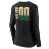Milwaukee Bucks Women's Home Court Pop Personalized Name & Number Long Sleeve V-Neck T-Shirt - Black - Detail View