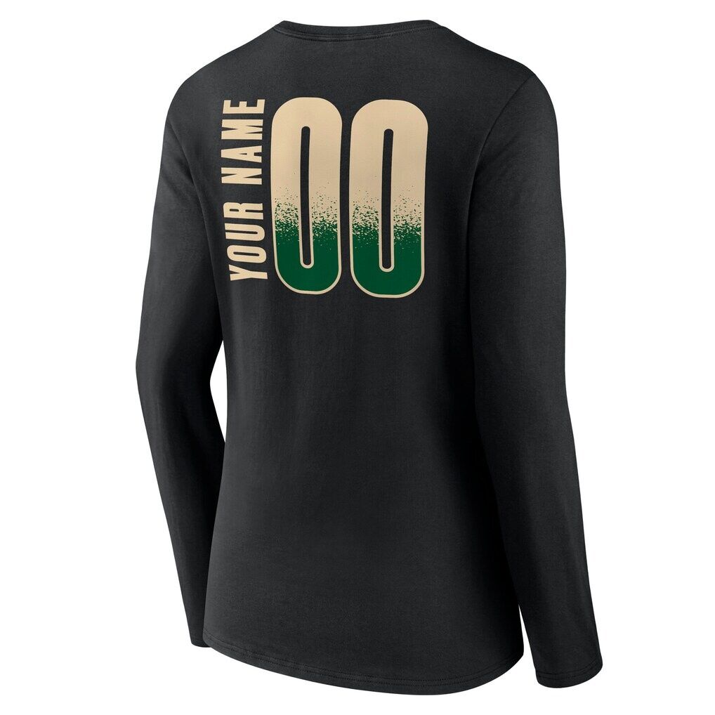 Milwaukee Bucks Women's Home Court Pop Personalized Name & Number Long Sleeve V-Neck T-Shirt