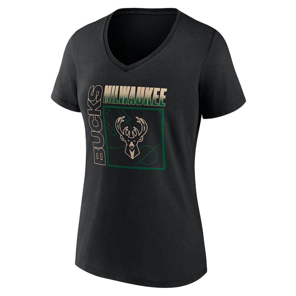 Milwaukee Bucks Women's Home Court Pop Personalized Name & Number V-Neck T-Shirt