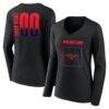 New Orleans Pelicans Women's Home Court Pop Personalized Name & Number Long Sleeve V-Neck T-Shirt - Black - Front View