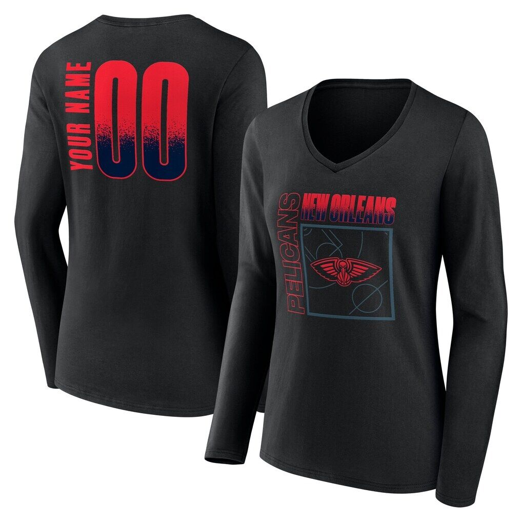 New Orleans Pelicans Women's Home Court Pop Personalized Name & Number Long Sleeve V-Neck T-Shirt
