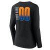 New York Knicks Women's Home Court Pop Personalized Name & Number Long Sleeve V-Neck T-Shirt - Black - Detail View