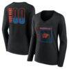 Oklahoma City Thunder Women's Home Court Pop Personalized Name & Number Long Sleeve V-Neck T-Shirt - Black - Front View