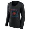 Oklahoma City Thunder Women's Home Court Pop Personalized Name & Number Long Sleeve V-Neck T-Shirt - Black - Side View