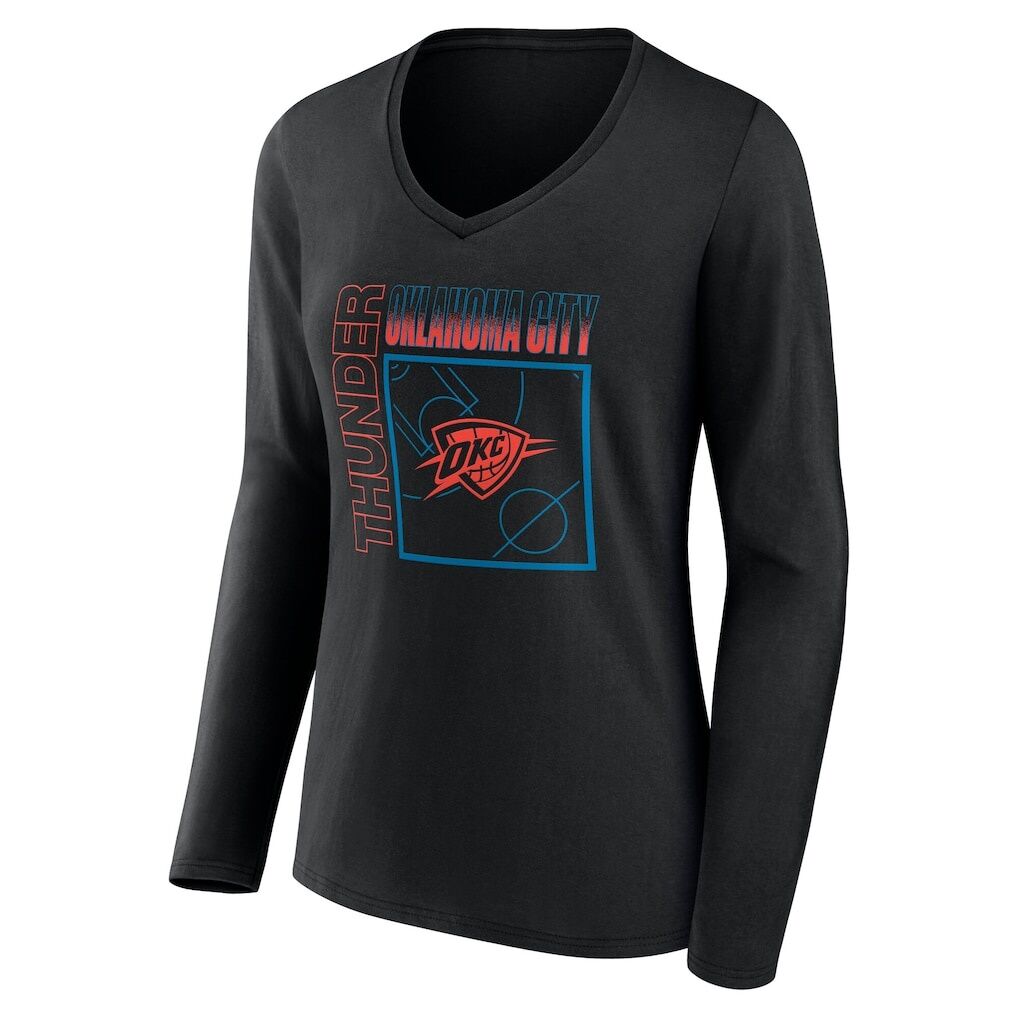 Oklahoma City Thunder Women's Home Court Pop Personalized Name & Number Long Sleeve V-Neck T-Shirt