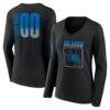 Orlando Magic Women's Home Court Pop Personalized Name & Number Long Sleeve V-Neck T-Shirt - Black - Front View
