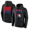 Philadelphia 76ers Home Court Pop Personalized Name & Number Hoodie - Black - Front View