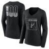 San Antonio Spurs Women's Home Court Pop Personalized Name & Number Long Sleeve V-Neck T-Shirt - Black - Front View