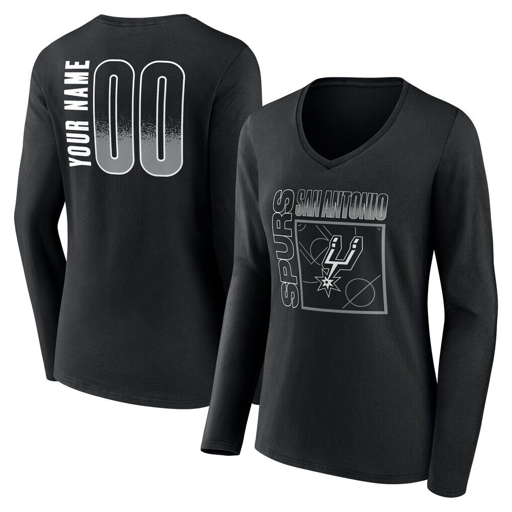 San Antonio Spurs Women's Home Court Pop Personalized Name & Number Long Sleeve V-Neck T-Shirt