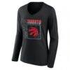 Toronto Raptors Women's Home Court Pop Personalized Name & Number Long Sleeve V-Neck T-Shirt - Black - Side View