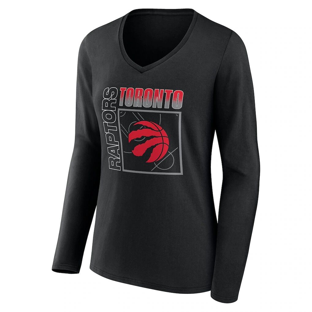 Toronto Raptors Women's Home Court Pop Personalized Name & Number Long Sleeve V-Neck T-Shirt