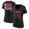 Toronto Raptors Women's Home Court Pop Personalized Name & Number V-Neck T-Shirt - Black - Front View