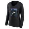 Utah Jazz Women's Home Court Pop Personalized Name & Number Long Sleeve V-Neck T-Shirt - Black - Side View