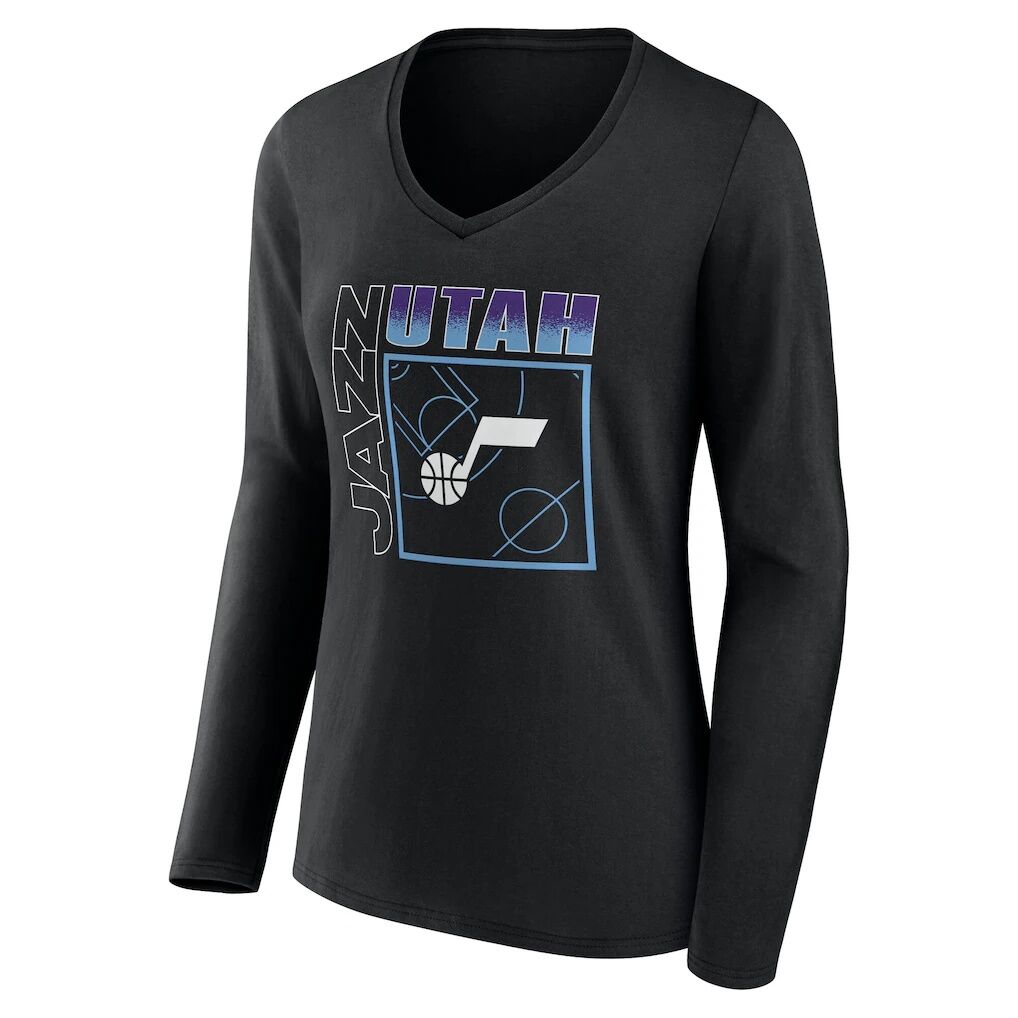 Utah Jazz Women's Home Court Pop Personalized Name & Number Long Sleeve V-Neck T-Shirt