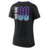 Utah Jazz Women's Home Court Pop Personalized Name & Number V-Neck T-Shirt - Black - Detail View