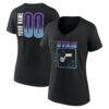 Utah Jazz Women's Home Court Pop Personalized Name & Number V-Neck T-Shirt - Black - Front View