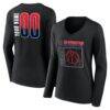 Washington Wizards Women's Home Court Pop Personalized Name & Number Long Sleeve V-Neck T-Shirt - Black - Front View