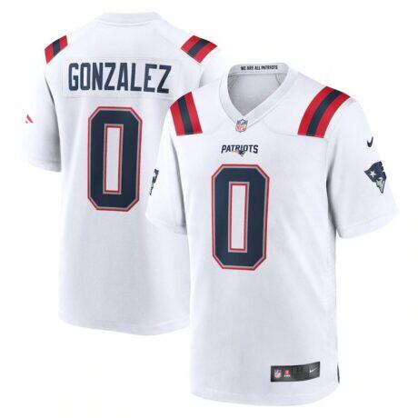 Christian Gonzalez New England Patriots Nike Game Jersey - White - Front View