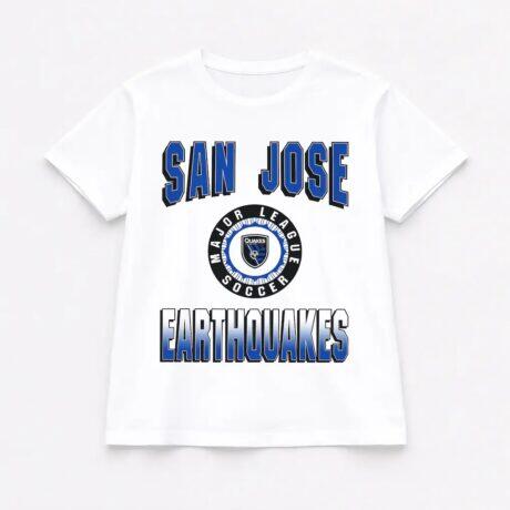 San Jose Earthquakes Gameday Couture Women's Oversized All-Time Classic Flowy T-Shirt - White - Front View