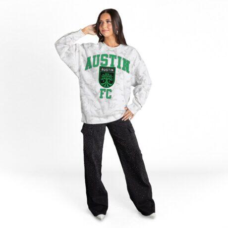 Austin FC Gameday Couture Women's Refined Rivalry Premium Sweatshirt - White - Front View