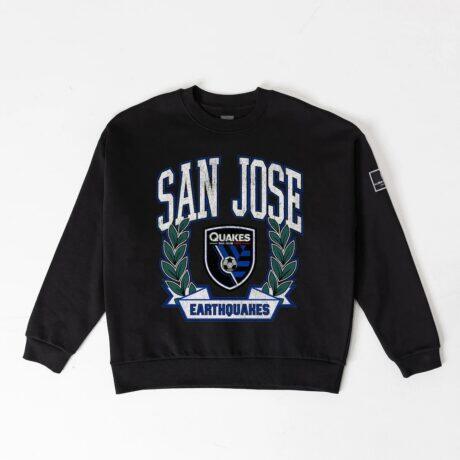 San Jose Earthquakes Gameday Couture Women's Oversized Victory Lane Black Label Premium Fleece Sweatshirt - Black - Front View