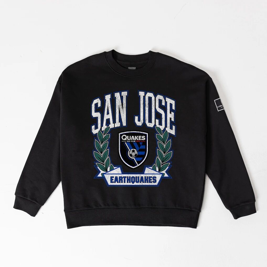 San Jose Earthquakes Gameday Couture Women's Oversized Victory Lane Black Label Premium Fleece Sweatshirt