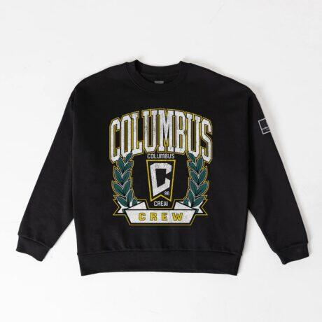 Columbus Crew Gameday Couture Women's Oversized Victory Lane Black Label Premium Fleece Sweatshirt - Black - Front View