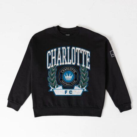 Charlotte FC Gameday Couture Women's Oversized Victory Lane Black Label Premium Fleece Sweatshirt - Black - Front View