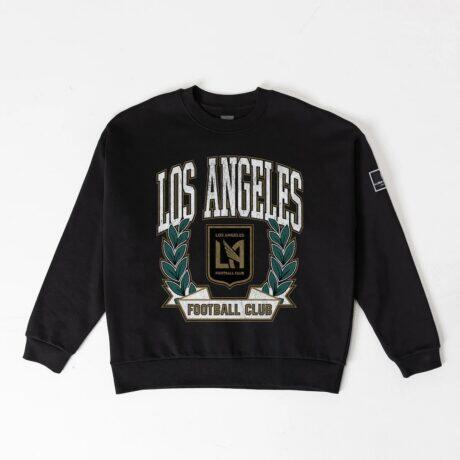 LAFC Gameday Couture Women's Oversized Victory Lane Black Label Premium Fleece Sweatshirt - Black - Front View