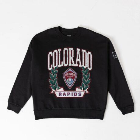 Colorado Rapids Gameday Couture Women's Oversized Victory Lane Black Label Premium Fleece Sweatshirt - Black - Front View