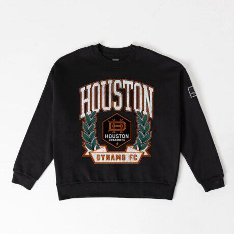 Houston Dynamo FC Gameday Couture Women's Oversized Victory Lane Black Label Premium Fleece Sweatshirt - Black - Front View