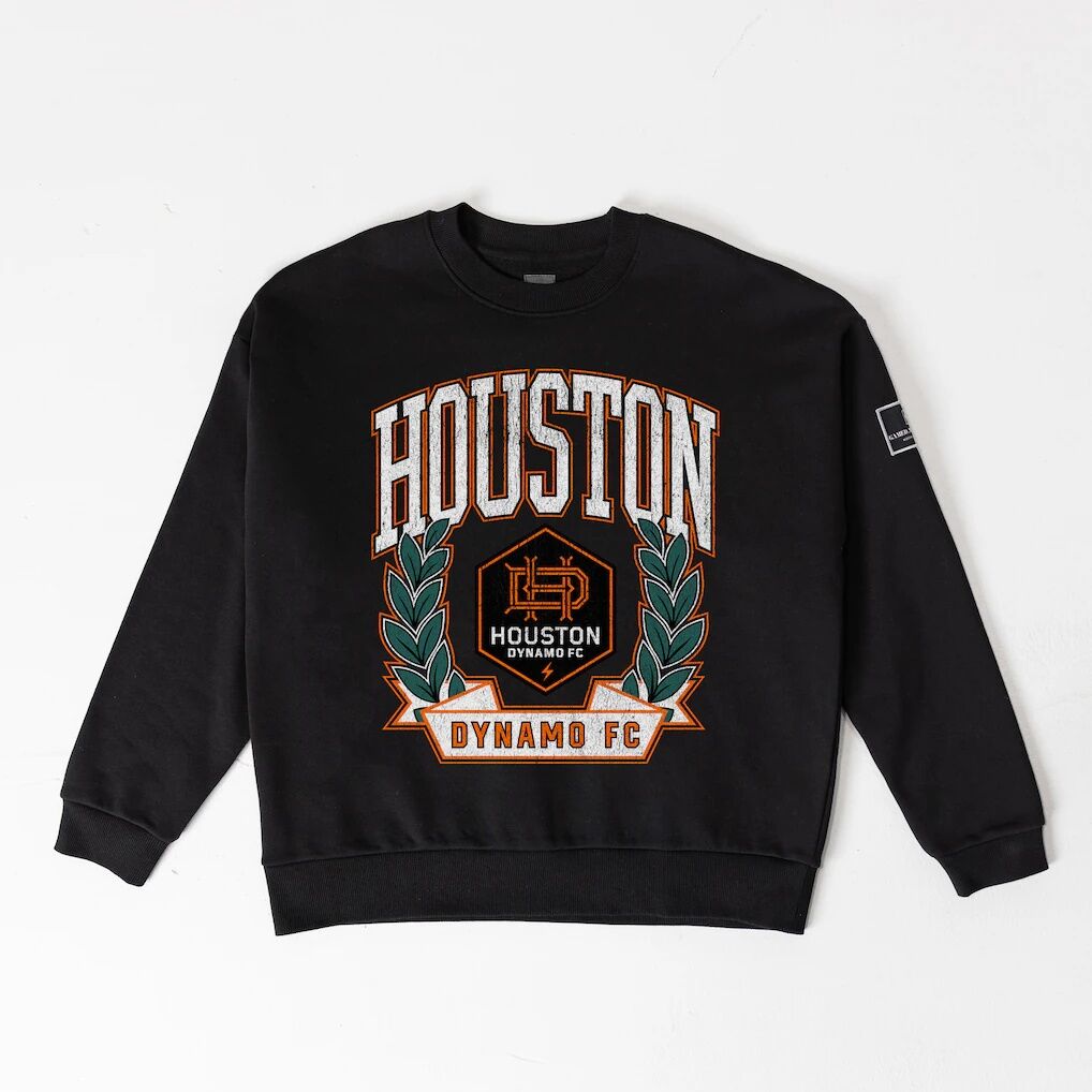 Houston Dynamo FC Gameday Couture Women's Oversized Victory Lane Black Label Premium Fleece Sweatshirt