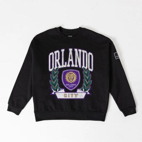 Orlando City SC Gameday Couture Women's Oversized Victory Lane Black Label Premium Fleece Sweatshirt - Black - Front View
