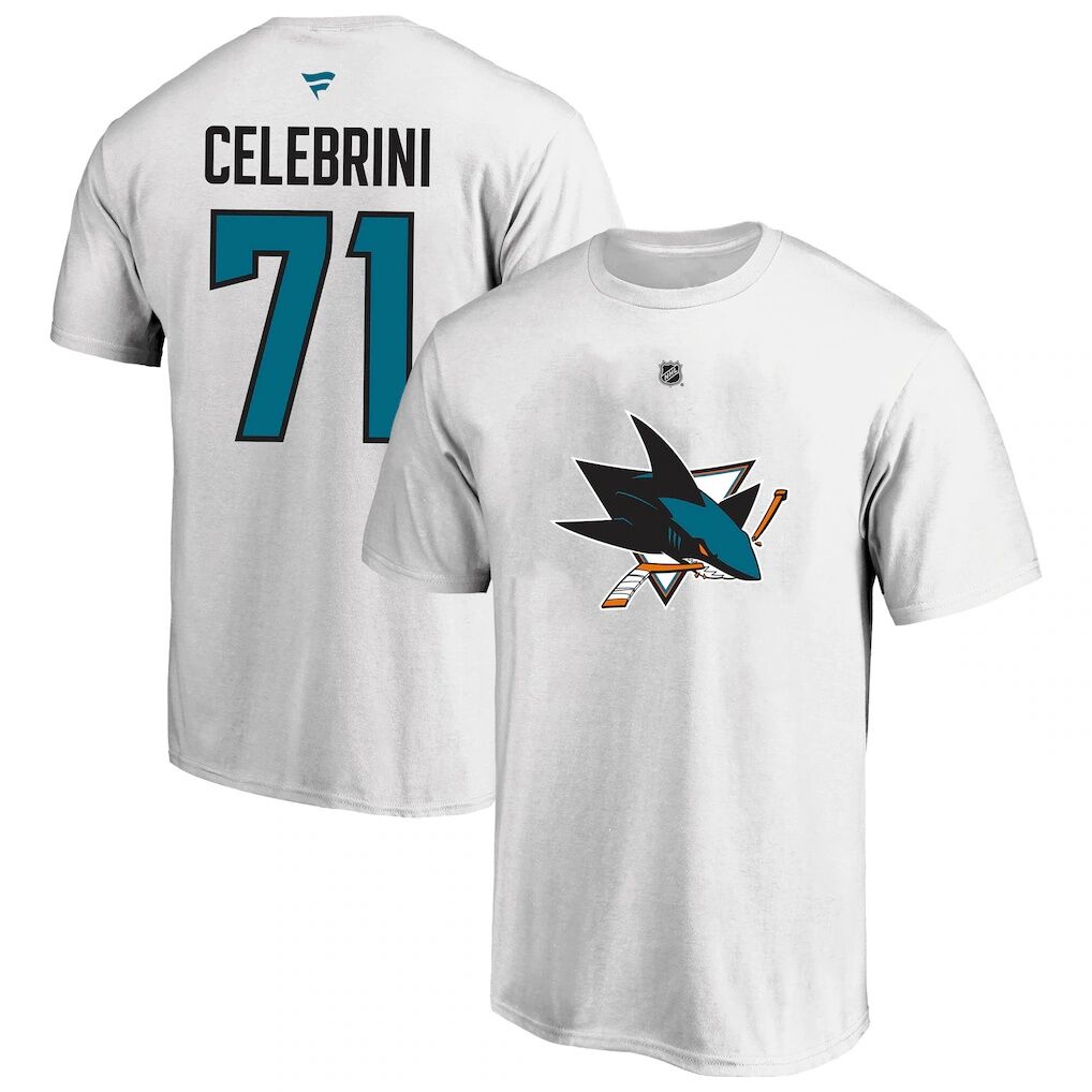 Macklin Celebrini San Jose Sharks Fashion7 Big & Tall Heat Check Name & Number T-Shirt