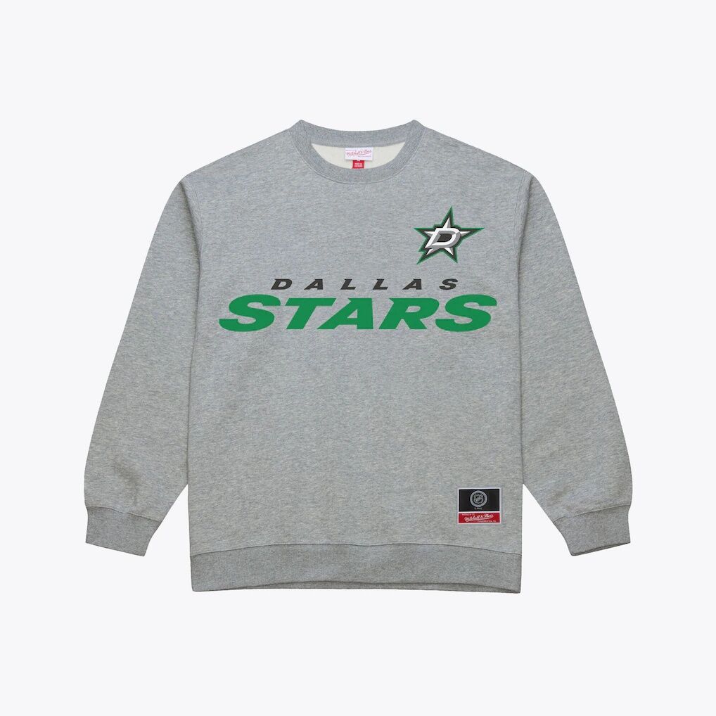 Dallas Stars Mitchell & Ness Core Wordmark Fleece Sweatshirt - Heather Gray