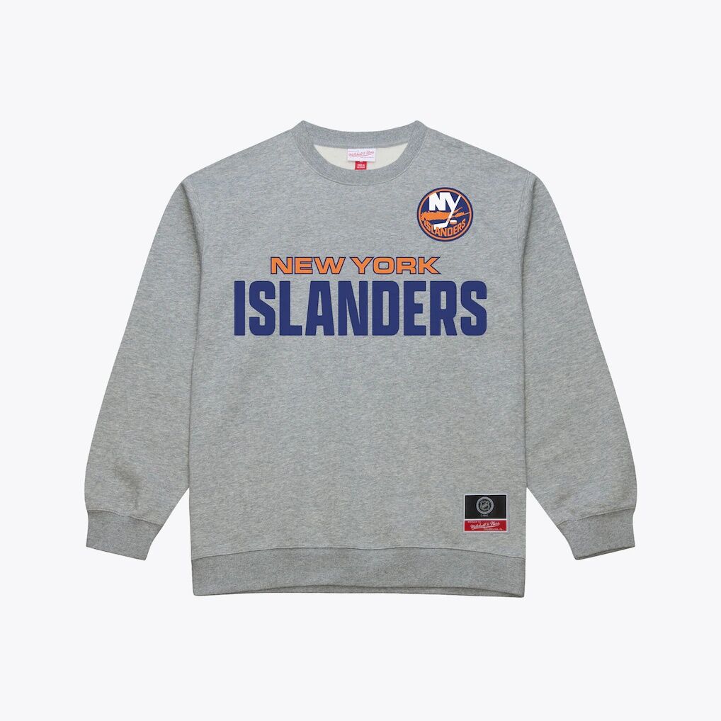 New York Islanders Mitchell & Ness Core Wordmark Fleece Sweatshirt - Heather Gray