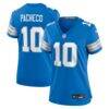Isiah Pacheco Detroit Lions Nike Women's Team Game Jersey - Blue - Front View