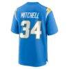 Keaton Mitchell Los Angeles Chargers Nike Team Game Jersey - - Detail View