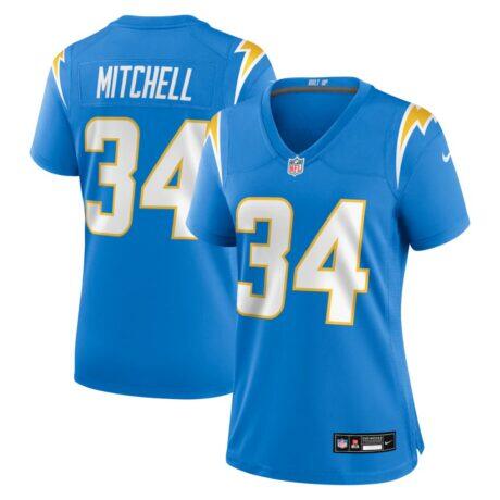 Keaton Mitchell Los Angeles Chargers Nike Women's Team Game Jersey - - Front View