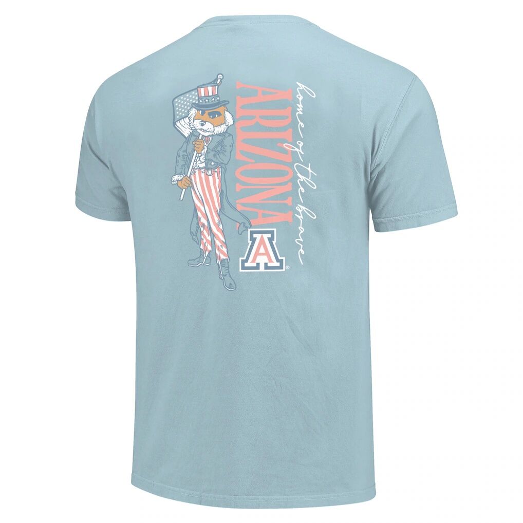 Arizona Wildcats Women's Americana Mascot Comfort Colors T-Shirt - Light Blue