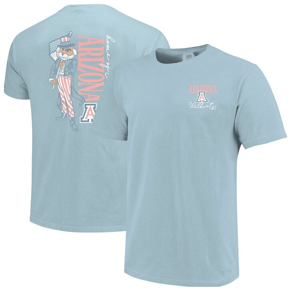 Arizona Wildcats Women's Americana Mascot Comfort Colors T-Shirt - Light Blue
