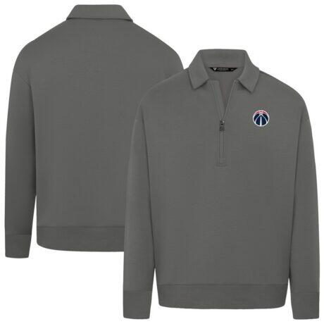 Washington Wizards Levelwear Unisex Luxe Signature Quarter-Zip Tri-Blend Sweatshirt - Gray - Front View