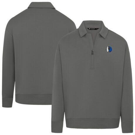 Dallas Mavericks Levelwear Unisex Luxe Signature Quarter-Zip Tri-Blend Sweatshirt - Gray - Front View