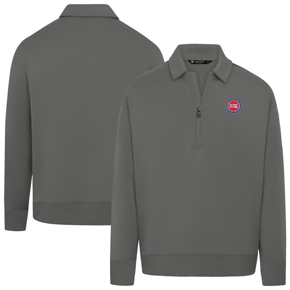 Detroit Pistons Levelwear Unisex Luxe Signature Quarter-Zip Tri-Blend Sweatshirt