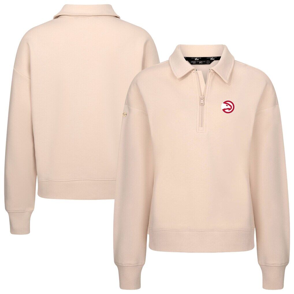 Atlanta Hawks Levelwear Women's Canmore Tri-Blend Quarter-Zip Pullover - Khaki