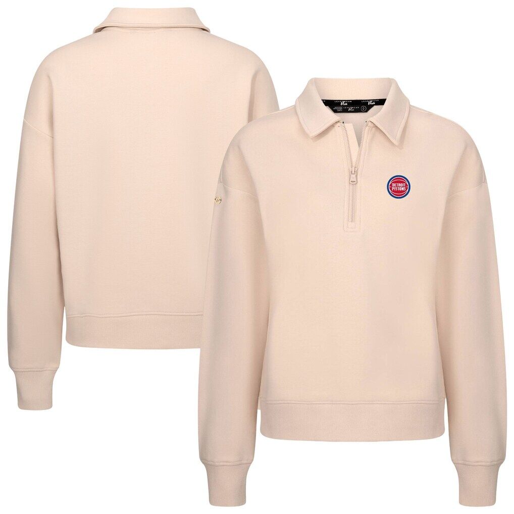 Detroit Pistons Levelwear Women's Canmore Tri-Blend Quarter-Zip Pullover - Khaki