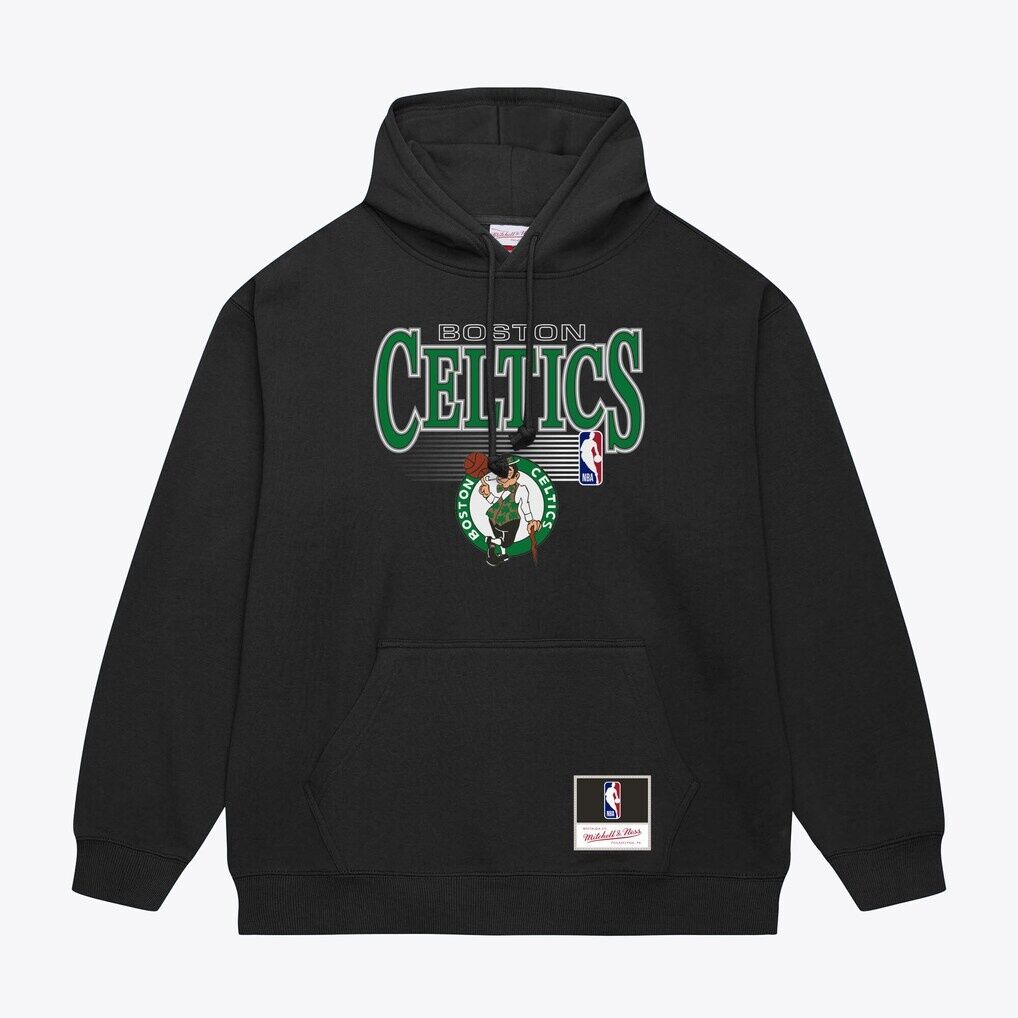 Boston Celtics Mitchell & Ness Team Name Stack & Logo Hoodie
