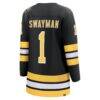 Jeremy Swayman Boston Bruins Fashion7 Women's Home Breakaway Jersey - Black - Detail View